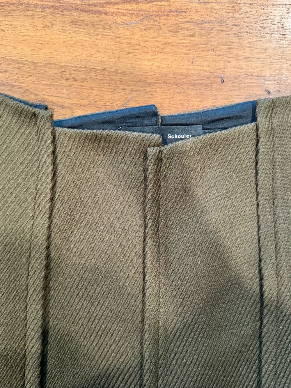 Proenza Schouler Olive and Black A-Line Panel Skirt - Picture 2 of 5